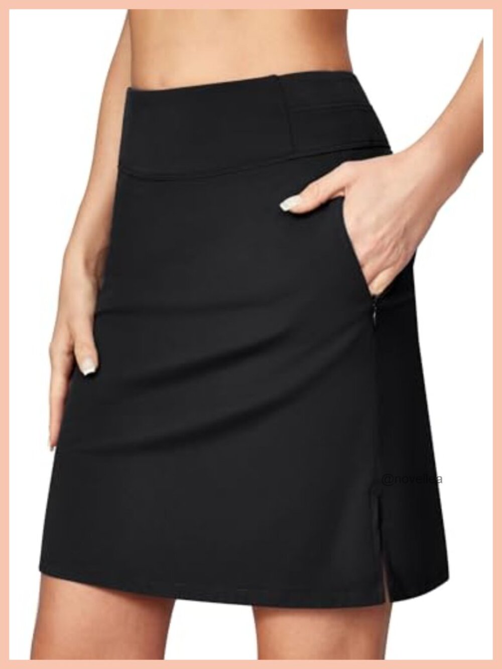Knee Length Golf Skort with Pockets Tennis Skirt Built-in Shorts